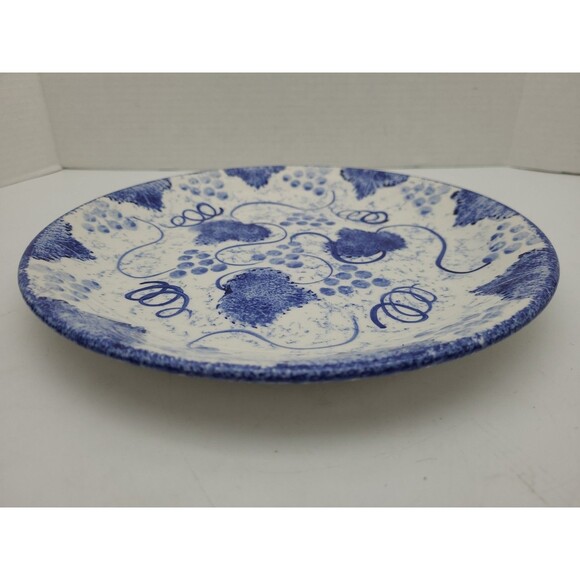 Poole Pottery Blue Vine Dinner Plate Sponge Grapes Leaves 10.5" - Picture 7 of 7